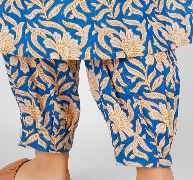 Blue Hand-Block Print Kurti and Pant