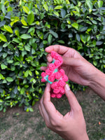 Load image into Gallery viewer, Pink tulip crochet scrunchie

