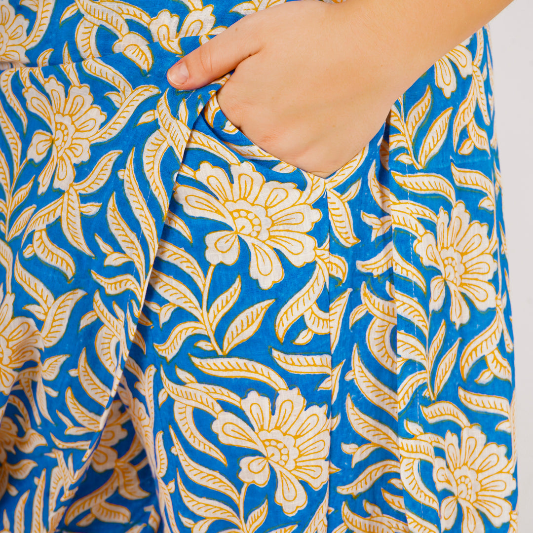 Blue Hand-Block Print Kurti and Pant