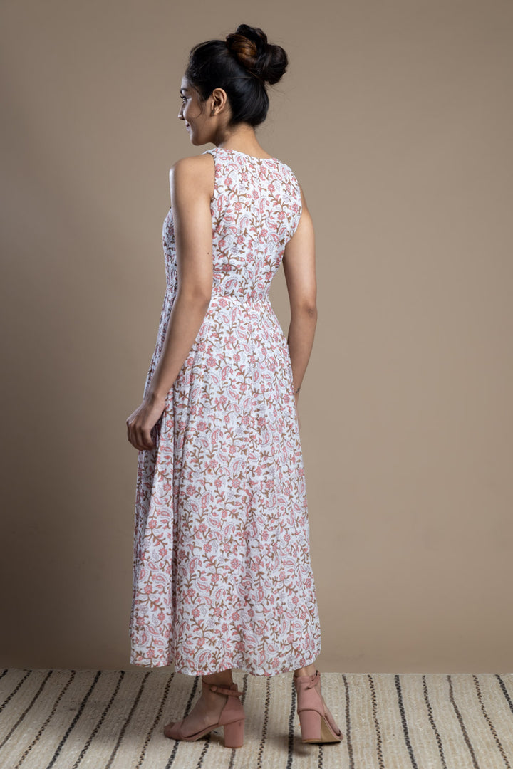 Floral print cotton maxi dress