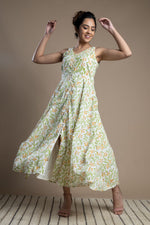 Load image into Gallery viewer, Leaf print cotton maxi dress
