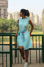 Load image into Gallery viewer, Sky Blue Hand-Embroidered Wrap Dress
