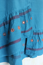 Load image into Gallery viewer, Turquoise Hand-Embroidered High-Low Skirt
