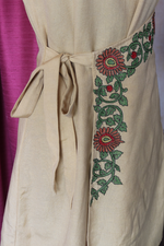 Load image into Gallery viewer, Beige Hand-Embroidered Wrap Dress
