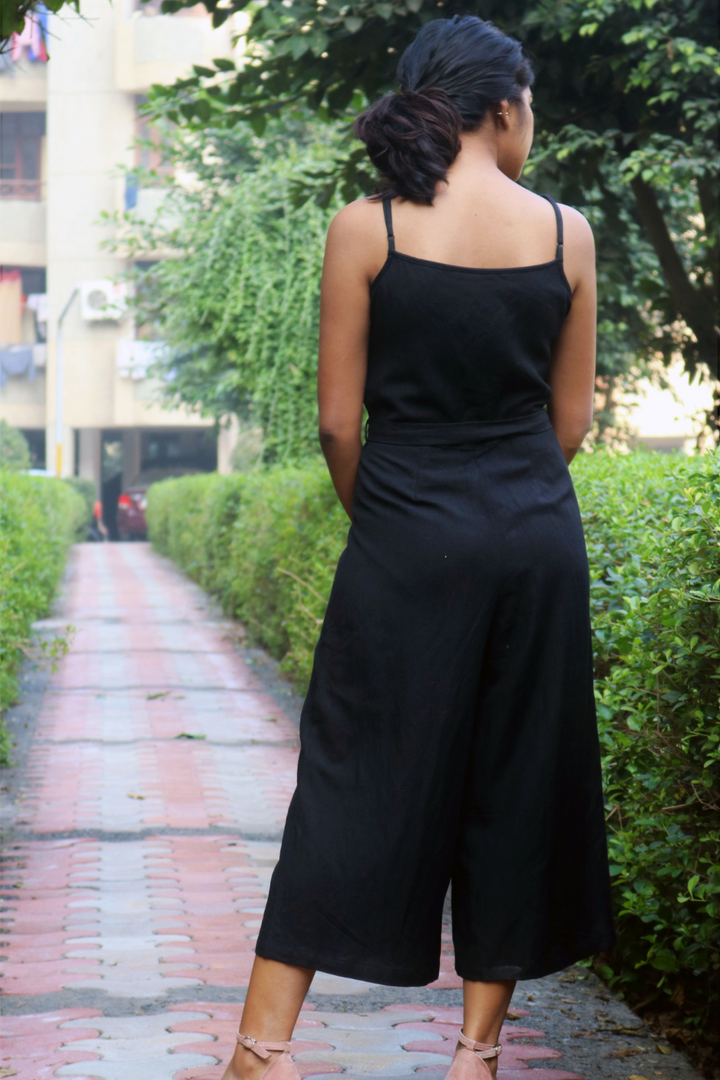 Black Hand-Embroidered Jumpsuit