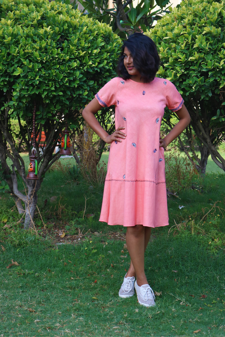 Peach Hand-Painted Tent Dress