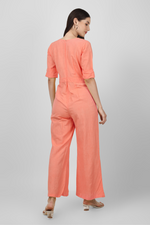 Load image into Gallery viewer, Peach Wrap Jumpsuit
