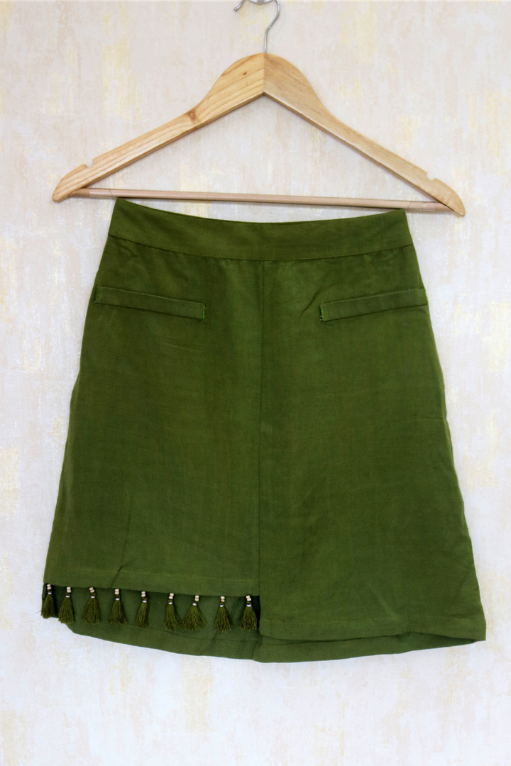 Olive Tassel Skirt