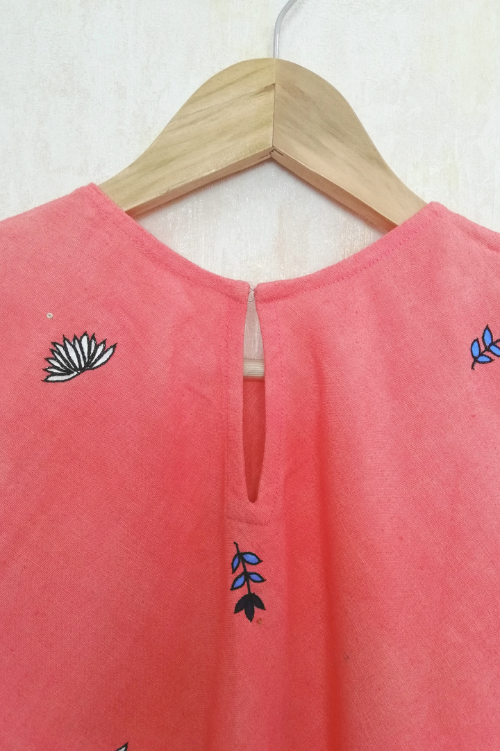 Peach Hand-Painted Tent Dress