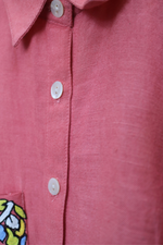 Load image into Gallery viewer, Pink Shirt with Hand-Painted Pocket
