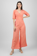 Load image into Gallery viewer, Peach Wrap Jumpsuit
