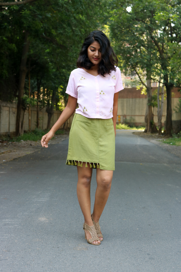 Olive Tassel Skirt