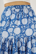 Load image into Gallery viewer, Blue Hand-Block Printed Cotton Maxi Skirt
