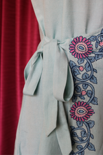 Load image into Gallery viewer, Sky Blue Hand-Embroidered Wrap Dress
