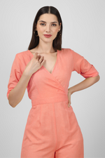 Load image into Gallery viewer, Peach Wrap Jumpsuit
