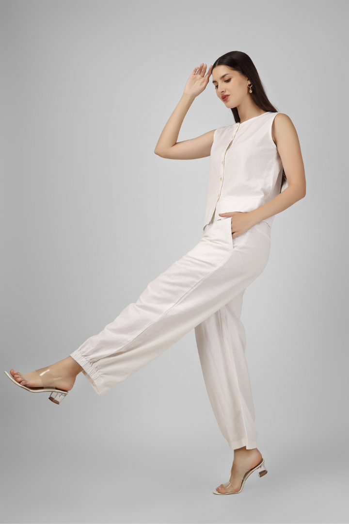 White Unisex Baggy Pant for Men and Women