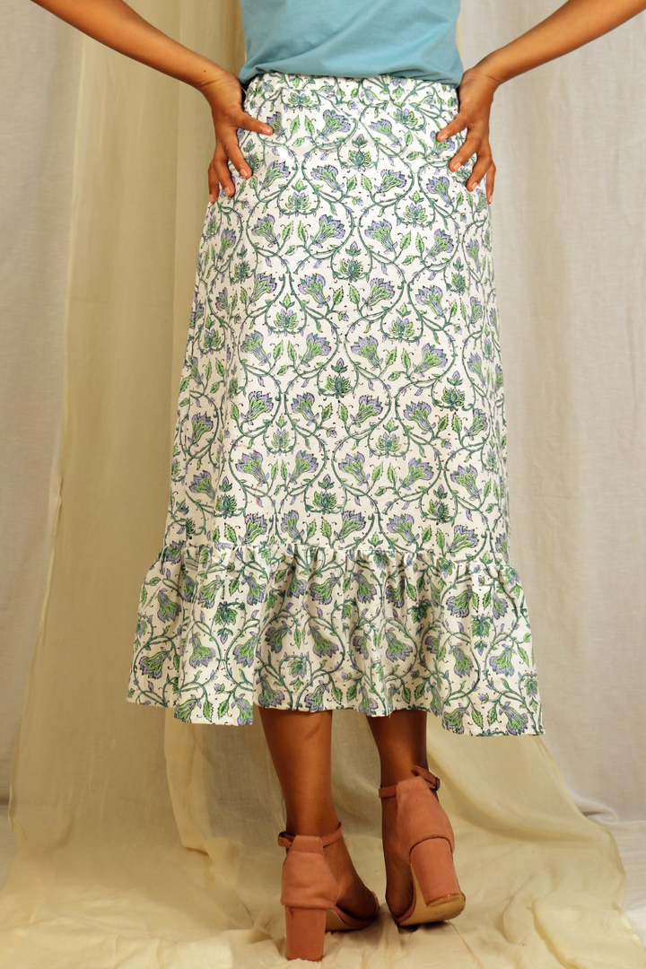 Block Printed High-Low Skirt