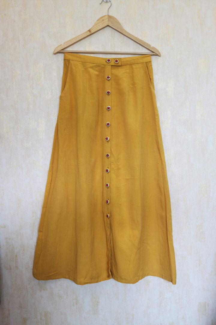 Mustard Hand-Embroidered Maxi Skirt