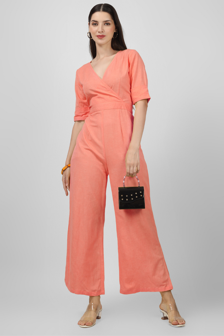 Peach Wrap Jumpsuit