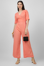 Load image into Gallery viewer, Peach Wrap Jumpsuit
