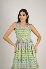 Load image into Gallery viewer, Green Hand-Block Printed Maxi Dress
