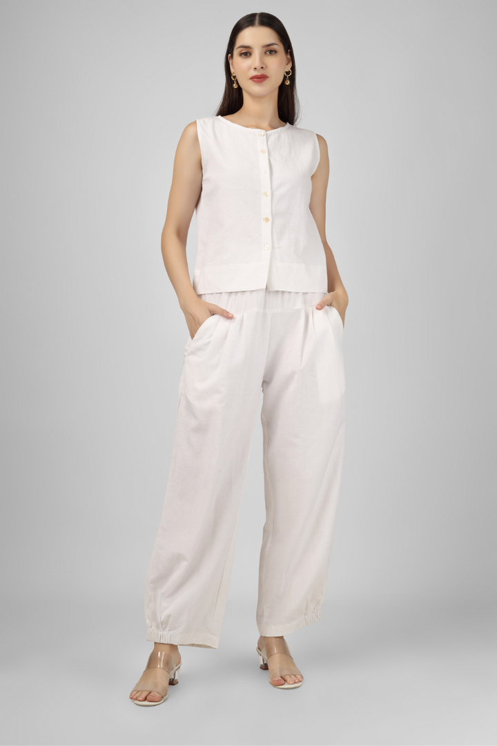 White Unisex Baggy Pant for Men and Women