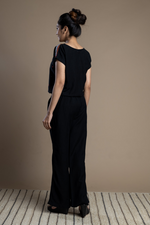 Load image into Gallery viewer, Black Hand-Embroidered Jumpsuit
