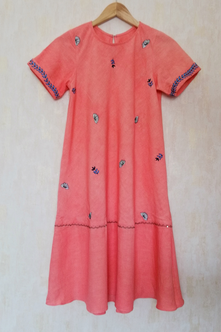 Peach Hand-Painted Tent Dress