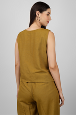 Load image into Gallery viewer, Olive button down crop top
