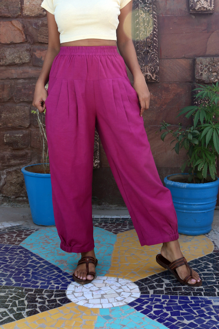 Magenta Unisex Baggy Pant for Women and Men