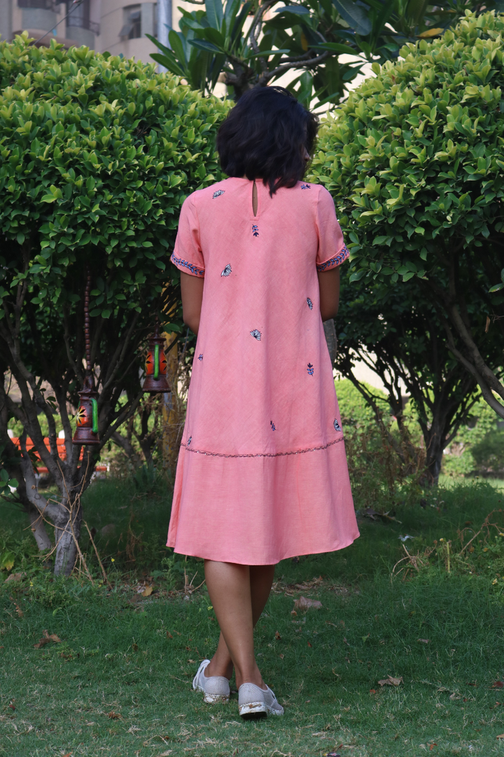 Peach Hand-Painted Tent Dress