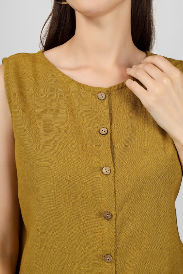 Olive button down crop top