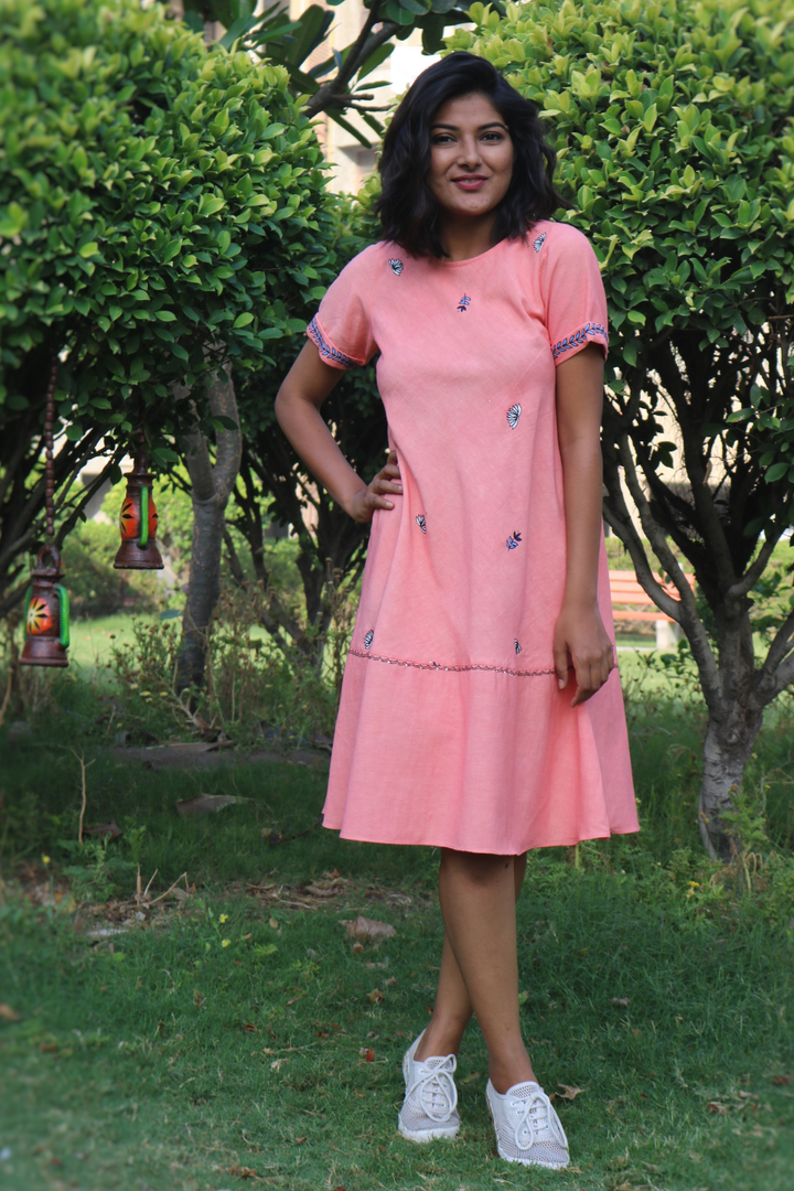 Peach Hand-Painted Tent Dress