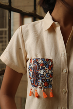 Load image into Gallery viewer, Off-White Shirt with Hand-Painted Pocket
