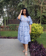 Load image into Gallery viewer, Blue Block Print Cotton Maxi Dress
