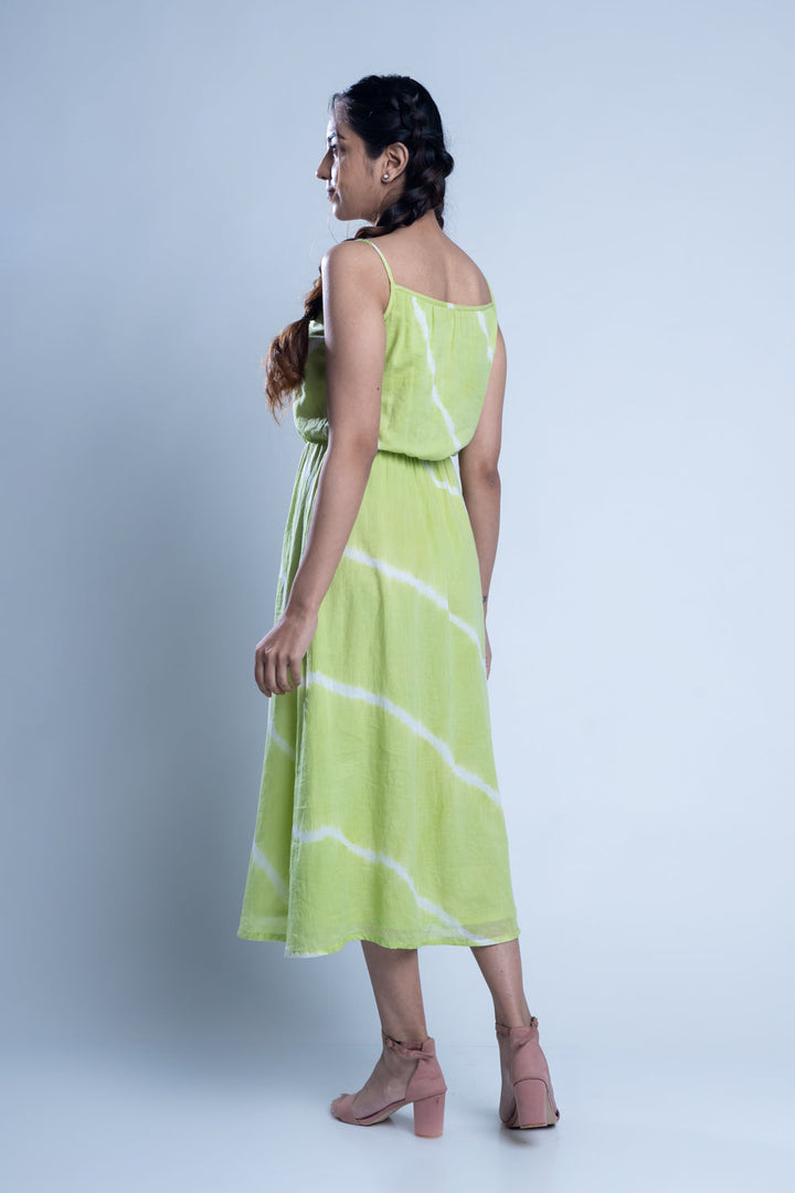 Tie-Dye Green Cotton Maxi Dress