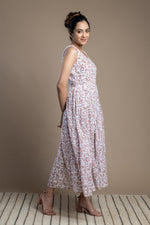 Load image into Gallery viewer, Pink Hand-Block Printed Cotton Maxi Dress
