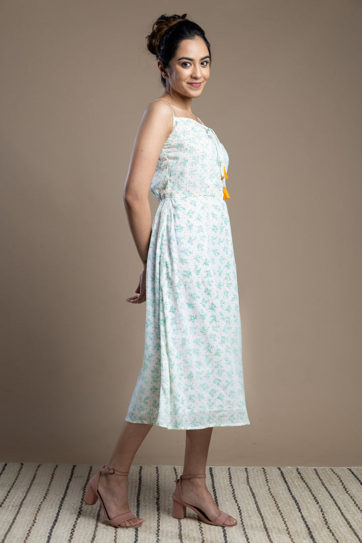 Hand-Block Printed Floral Maxi Dress