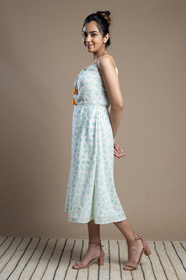 Hand-Block Printed Floral Maxi Dress