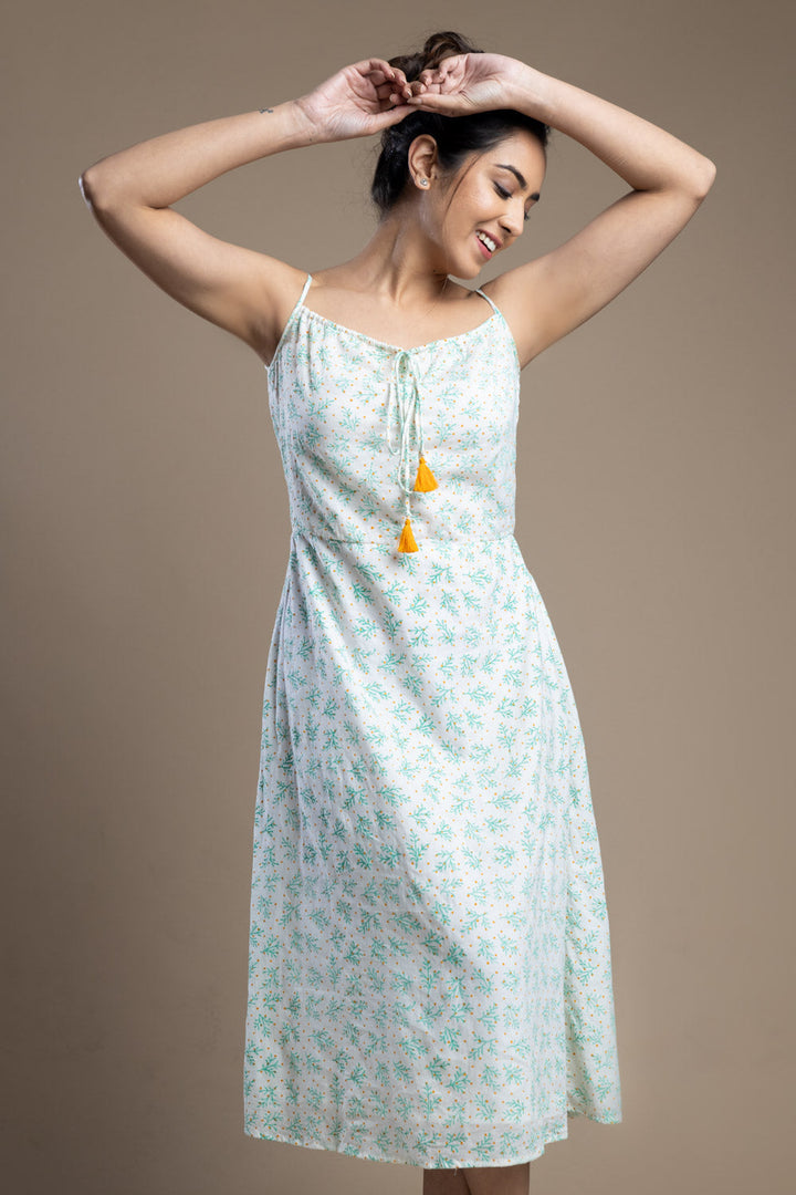 Hand-Block Printed Floral Maxi Dress