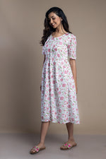 Load image into Gallery viewer, Hand-Block Printed Floral Maxi Dress
