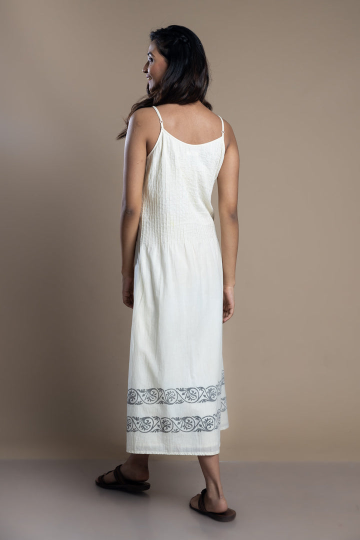 Pintucks Cotton Maxi Dress