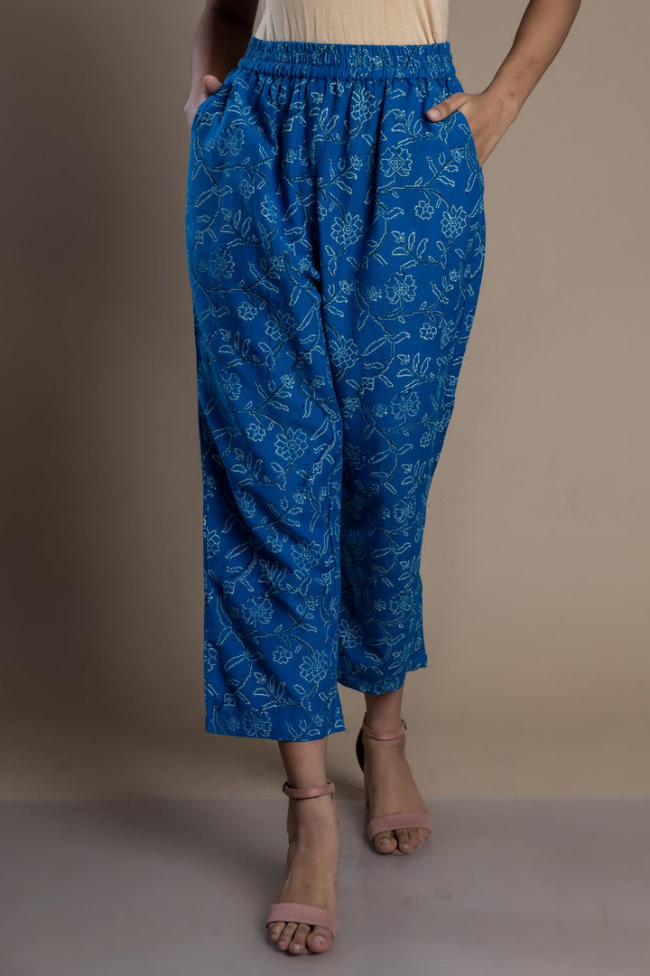 Blue Block-Print  Pant