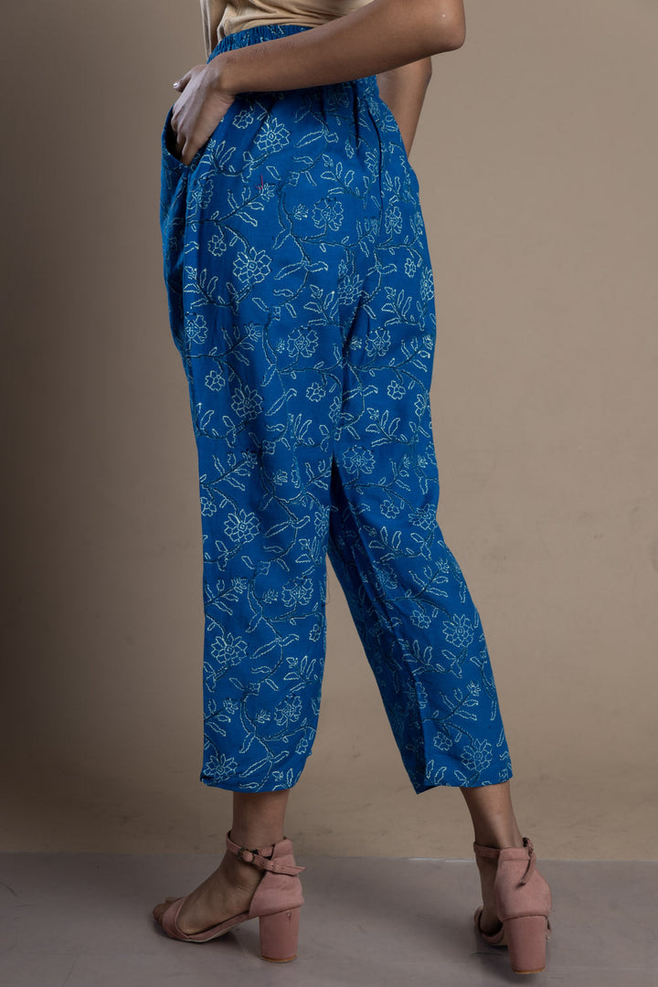 Blue Block-Print  Pant