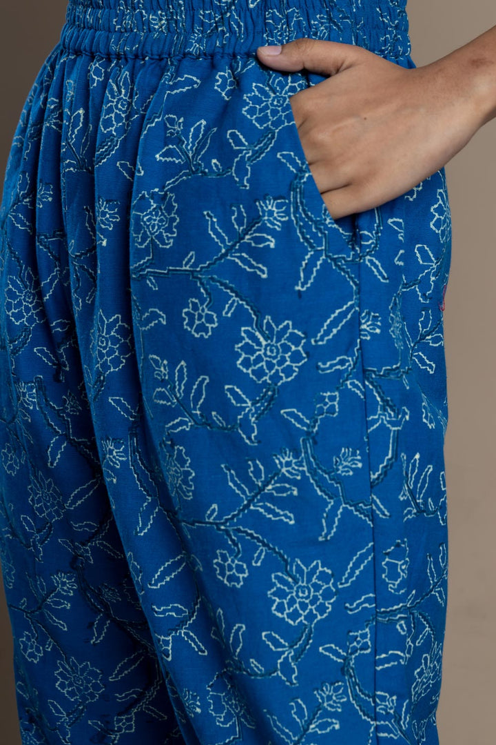 Blue Block-Print  Pant