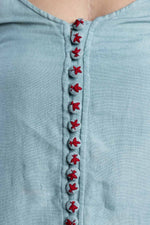 Load image into Gallery viewer, Grey Embroidered Button top
