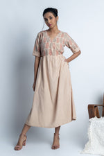 Load image into Gallery viewer, Beige block-Print Maxi Dress
