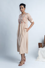 Load image into Gallery viewer, Beige block-Print Maxi Dress
