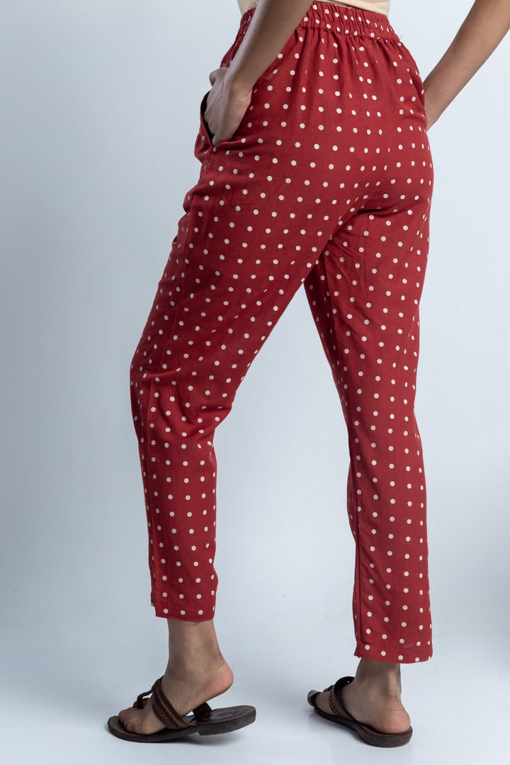 Red Block-Print  Pant