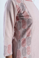 Load image into Gallery viewer, Beige Hand-Block Print Kurti and Pant
